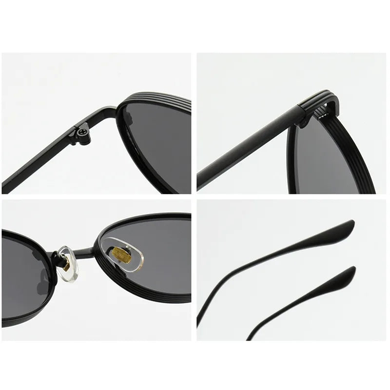 European and American Personalized Small Frame Oval Exquisite Metal Glasses for Men and Women Fashionable Anti-Uv Sunglasses