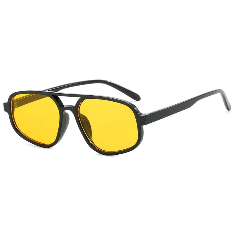 Luxury Brand Design Vintage Sunglasses For Women Men Thick Frame Double Bridges Eyewear Female Fashion Pilot Sun Glasses UV400