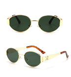 Luxury Designer Brand Sunglasses for Women and Men Oval Metal Frame Unisex Glasses Stylish Glamour Eyewear Retro Gold-Edged Oval