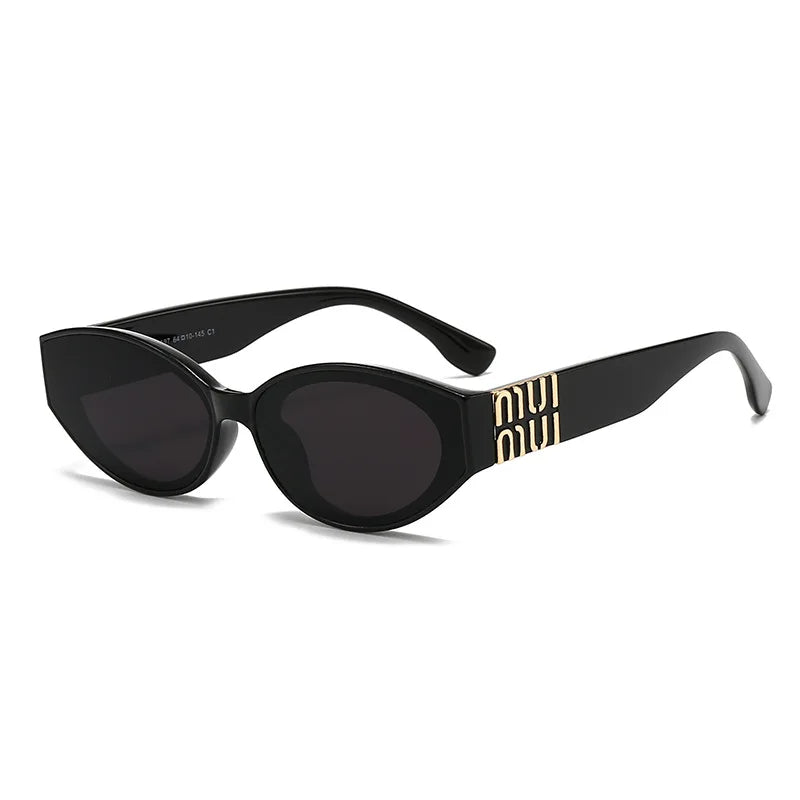 Luxury Glamour Oval Minimalist Fashion Brand Women Sun Glasses