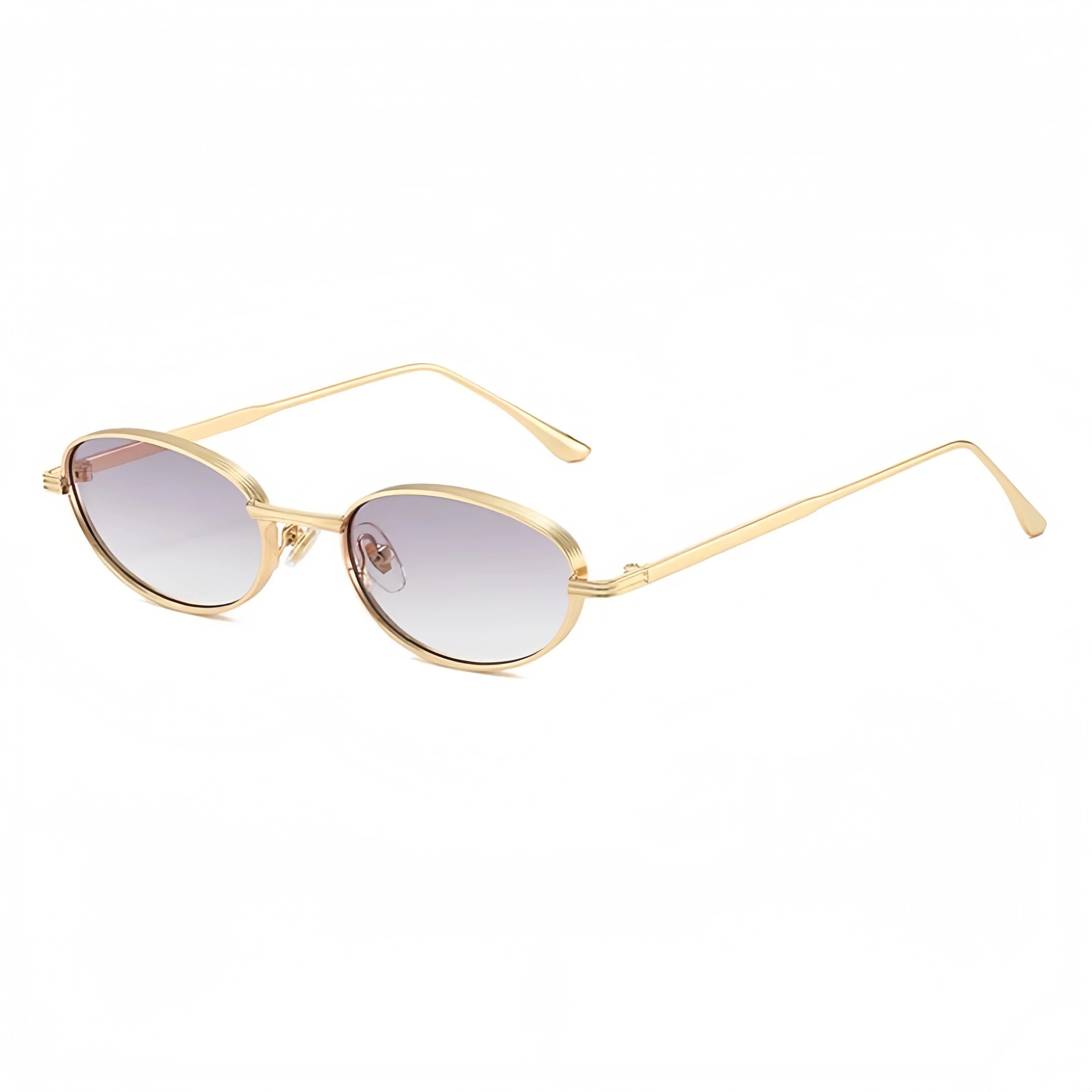 European and American Personalized Small Frame Oval Exquisite Metal Glasses for Men and Women Fashionable Anti-Uv Sunglasses