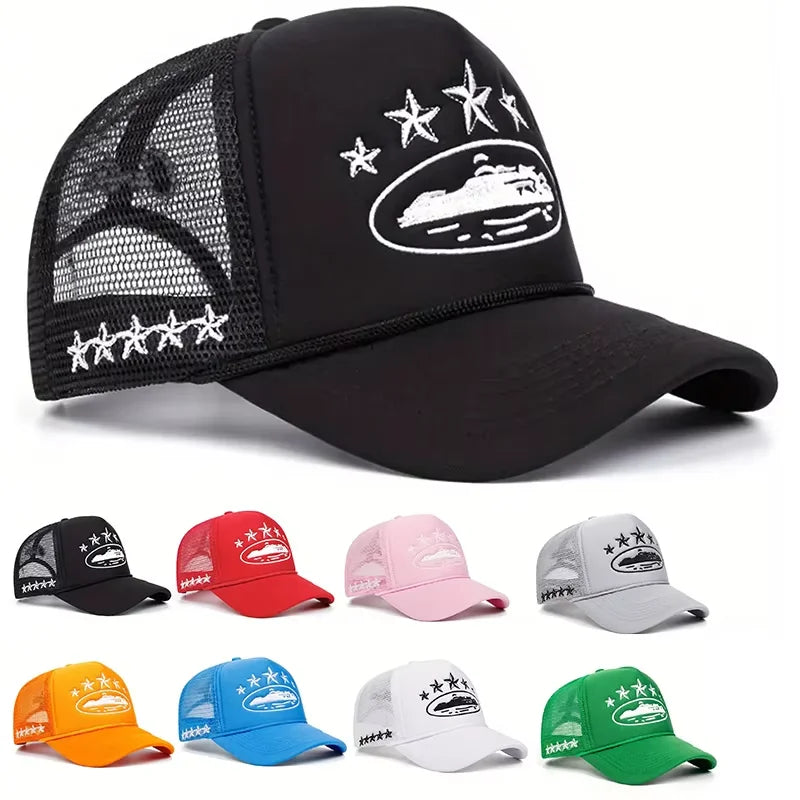 Fashionable and simple star-embroidered sponge baseball caps, men's and women's